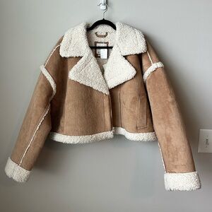 Abercrombie faux suede and sherpa jacket